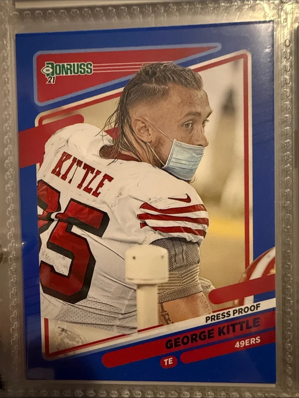 George Kittle 49ers Blue Football Trading Card - Press Proof